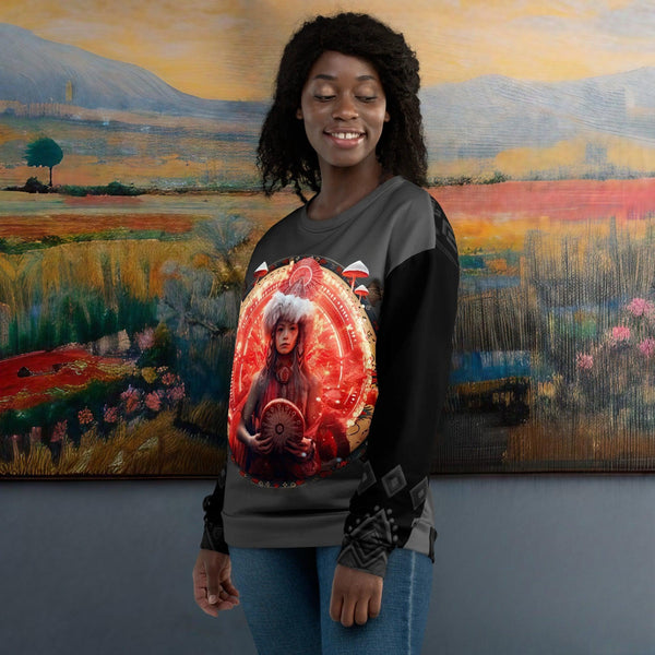 "Amanita Collection Sweatshirt reflecting Yakut culture and Amanita muscaria."